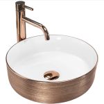 Умивальник REA SAMI ROSE BRUSHED GOLD WHITE накладний