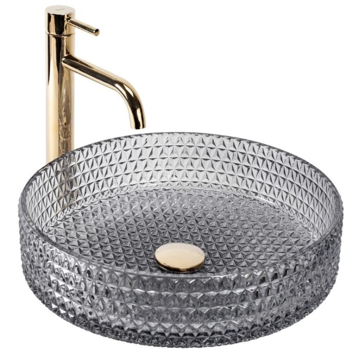 Умивальник REA CRISTAL 39 GREY накладний