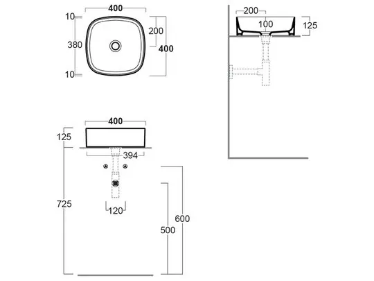 Умывальник 40 FORIU FO03NM Black Matte SIMAS