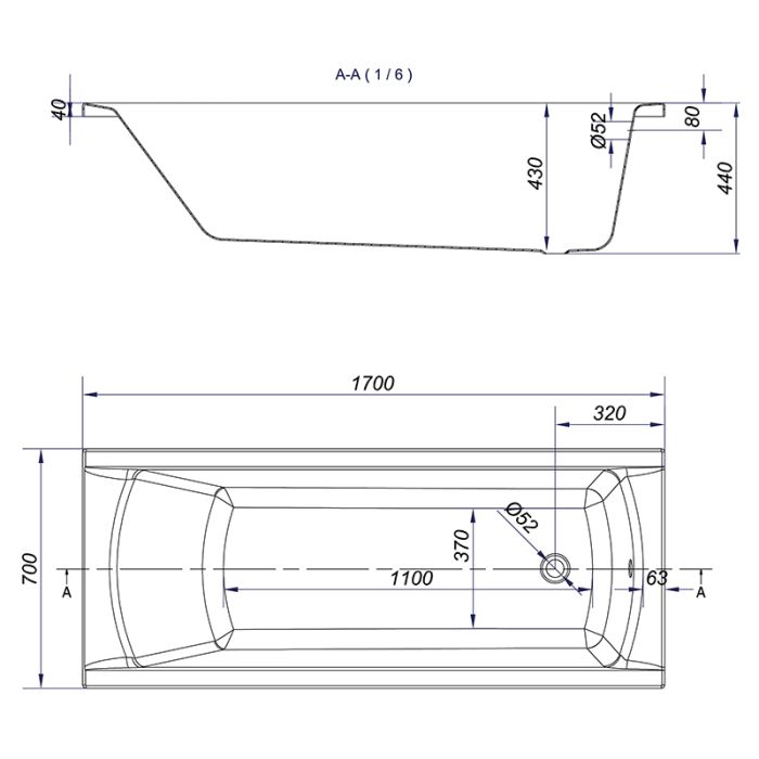 Ванна Cersanit KORAT 170х70+НОЖКИ