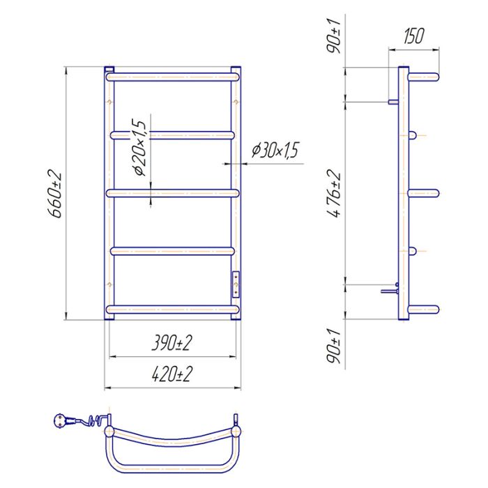 Рушникосушка ЛЮКС НР-І 650х430/150 електр.TR K