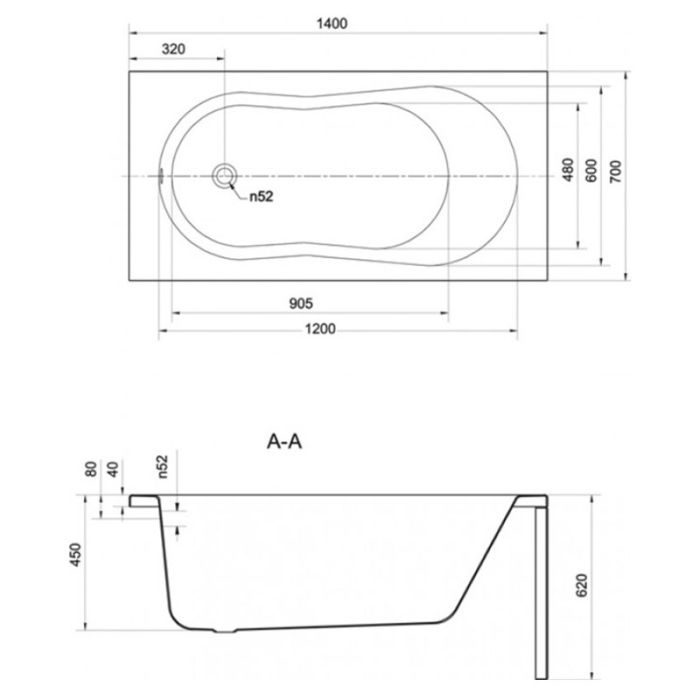 Ванна Cersanit MITO RED 140х70+НОЖКИ