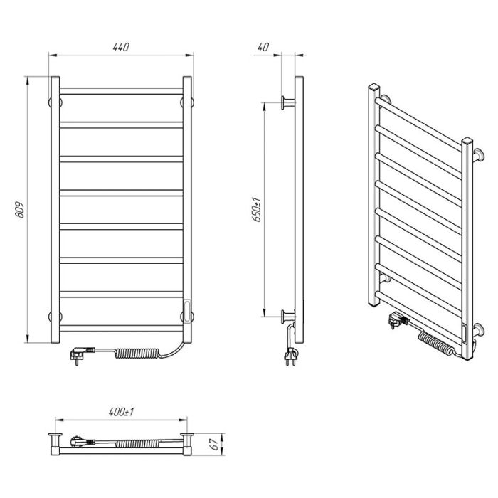Рушникосушка АЛЬФА ЧФ8 400*800 права, біла
