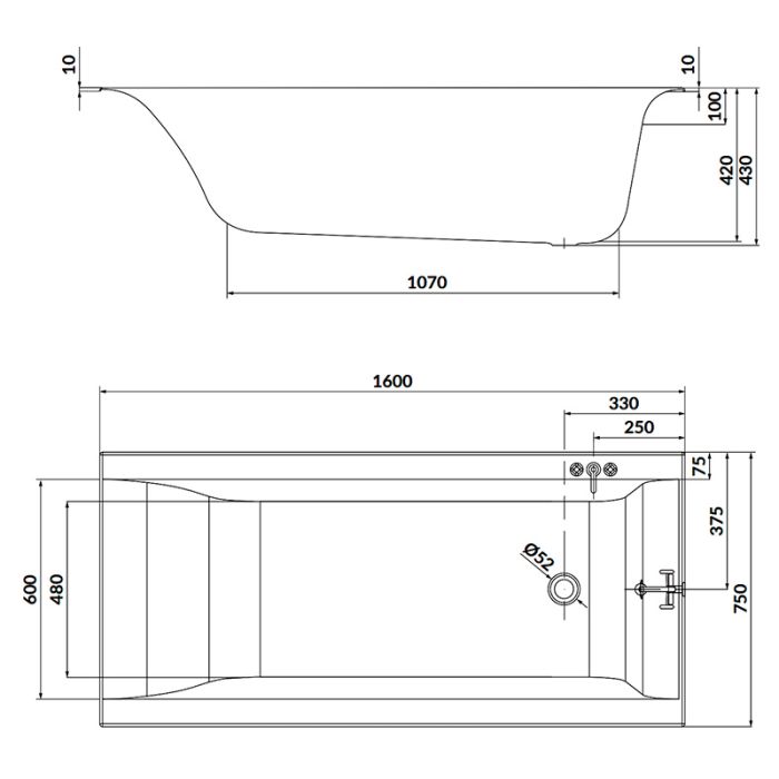 Ванна Cersanit LARGA 160х75+НОЖКИ