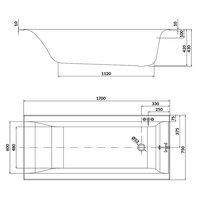 Ванна Cersanit LARGA 170х75+НОЖКИ