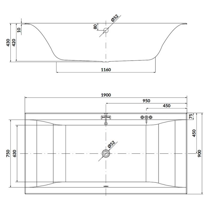 Ванна Cersanit LARGA 190х90+НОЖКИ