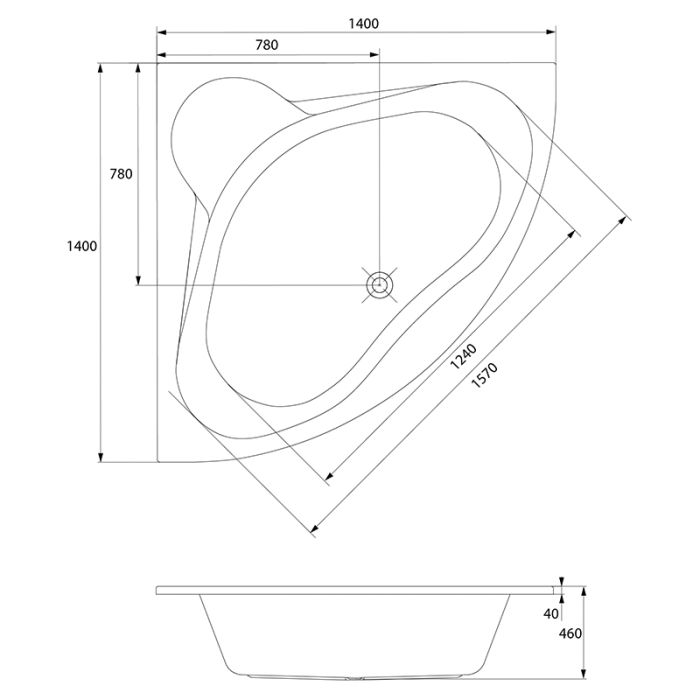 Ванна Cersanit VENUS 140х140+НОЖКИ