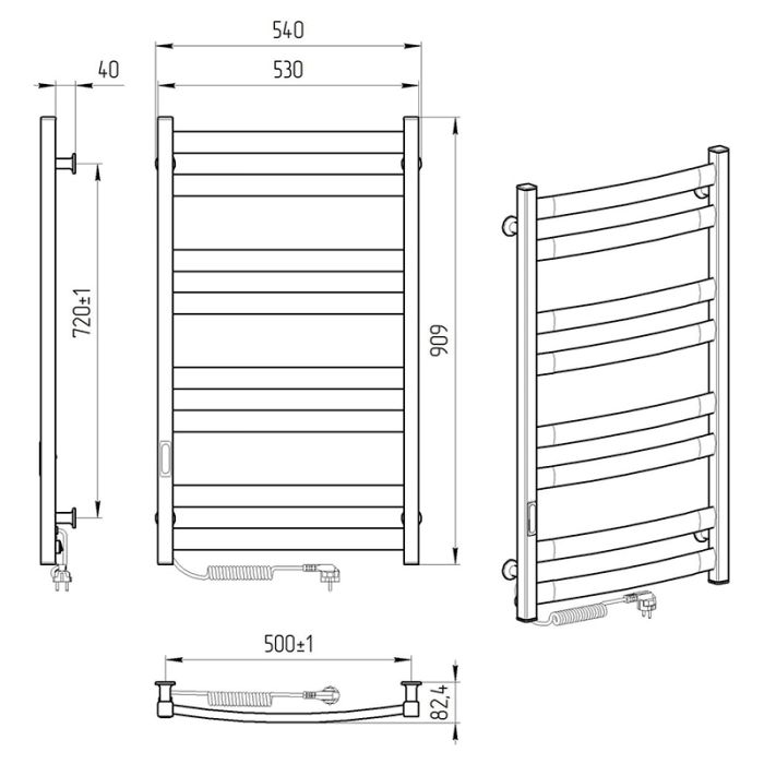 Рушникосушка АТЛАНТ ЧФ8, 500*900, ліва, біла