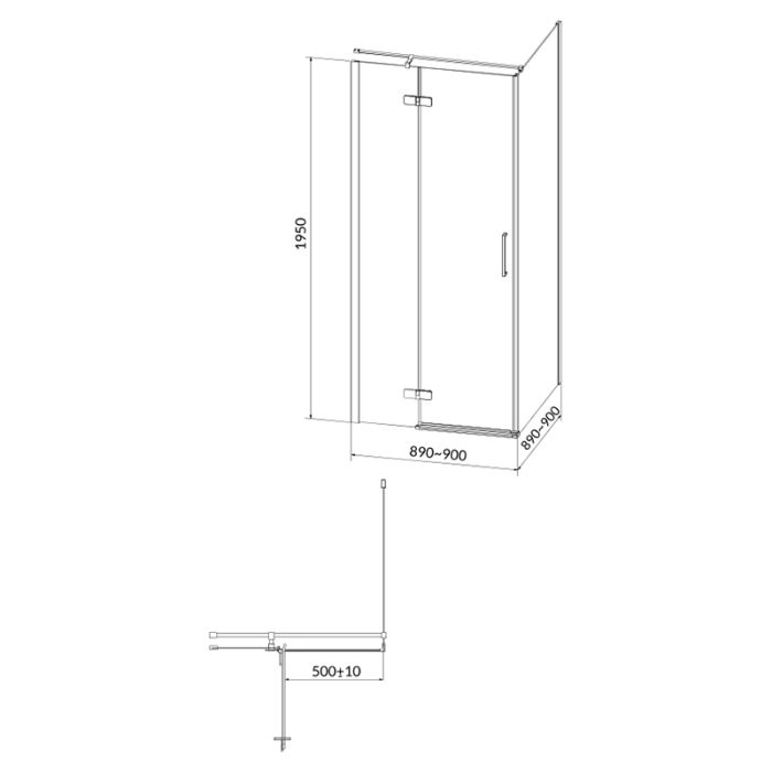 Душевая кабина JOTA 90х90х195 левая, стекло прозрачное