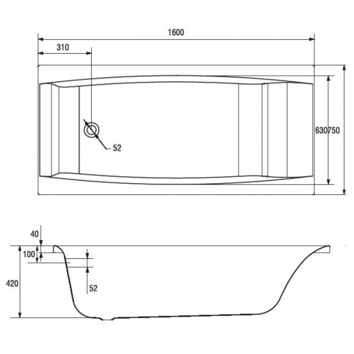 Ванна Cersanit VIRGO 160х75+НІЖКИ