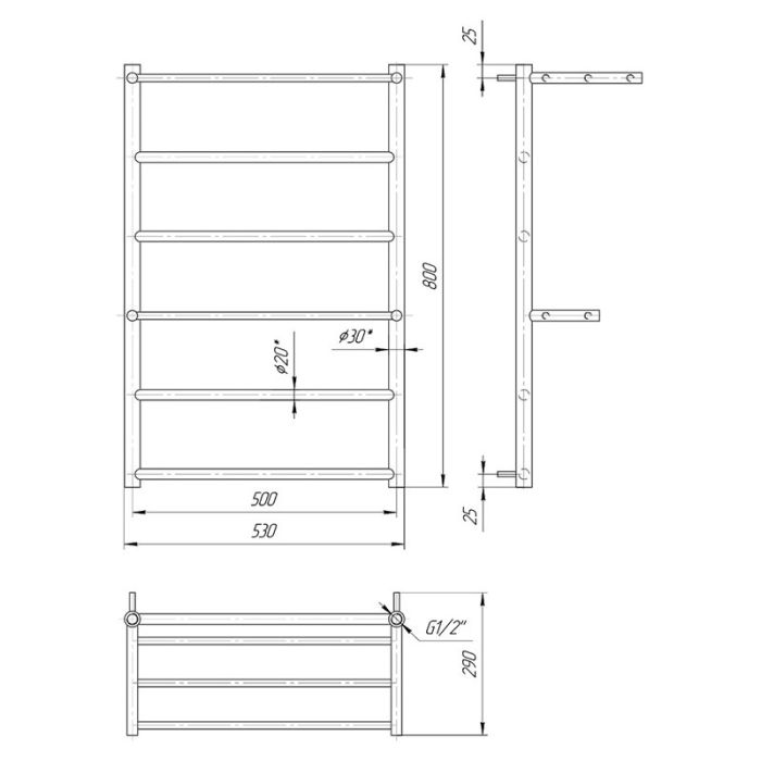 Полотенцесушитель АНКОНА 800х530/500