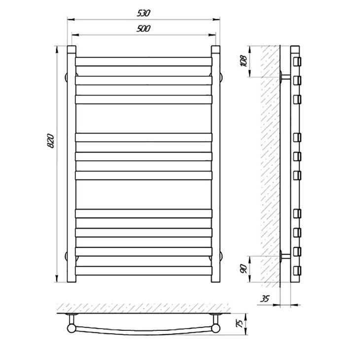 Полотенцесушитель КВАТРО КЛАССИК П10, 500*800
