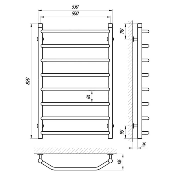Полотенцесушитель ВИКТОРИЯ П8, 500*800