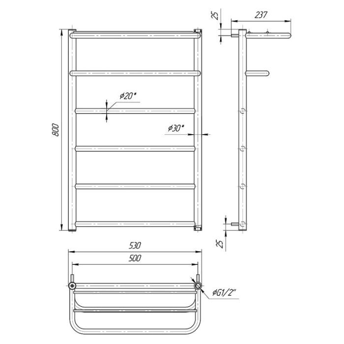 Полотенцесушитель ХОТЕЛ 800х530/500