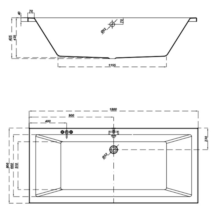 Ванна Cersanit INTRO 180х80+НОЖКИ