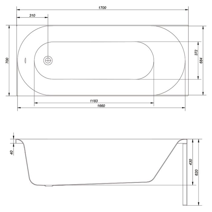 Ванна Cersanit OCTAVIA 170х70+НОЖКИ