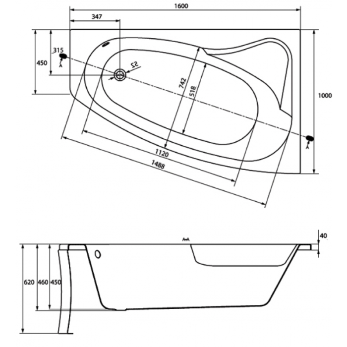 Ванна Cersanit SICILIA NEW 160х100 права+НІЖКИ