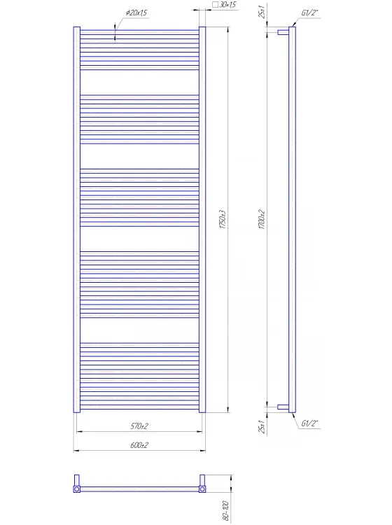 Рушникосушка ГЕРА 1750х600/570