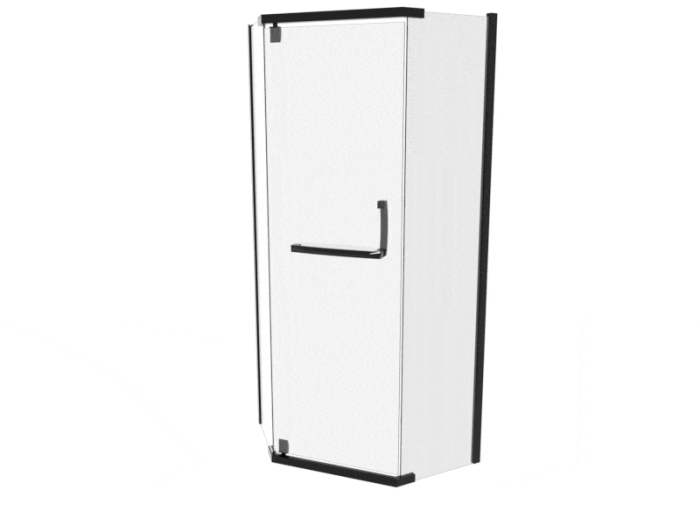 Душевая кабина 90*90 б/п, проф.черный мат, стекло прозр, (8 мм), распашная