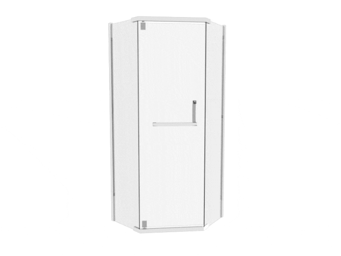 Душевая кабина 90*90 без поддона, проф.сатин, стекло прозр. (8мм), распашная ASIGNATURA Turia