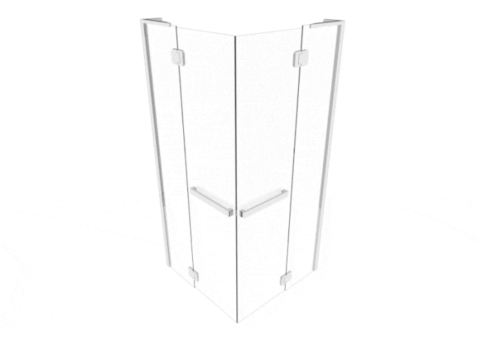 Душова кабіна 90*90 б/п, проф. сатин, скло прозор. (8 мм), розпашна