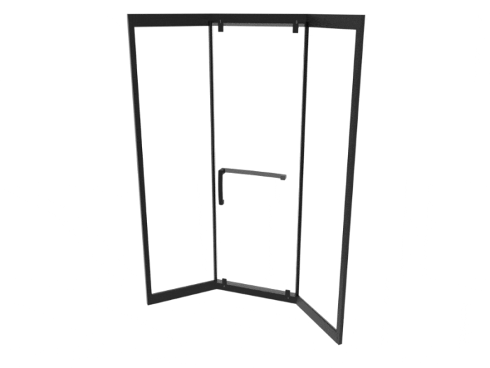 Душевая кабина 100*100 б/п, проф.черн.мат, стекло прозр.(8мм),раздв.внутрь