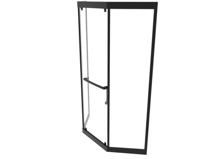Душевая кабина 100*100 б/п, проф.черн.мат, стекло прозр.(8мм),раздв.внутрь