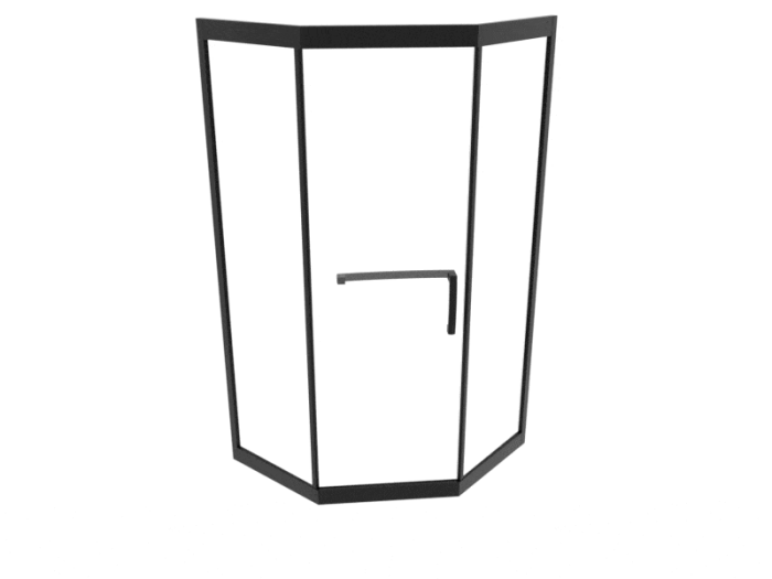 Душевая кабина 100*100 б/п, проф.черн.мат, стекло прозр.(8мм),раздв.внутрь