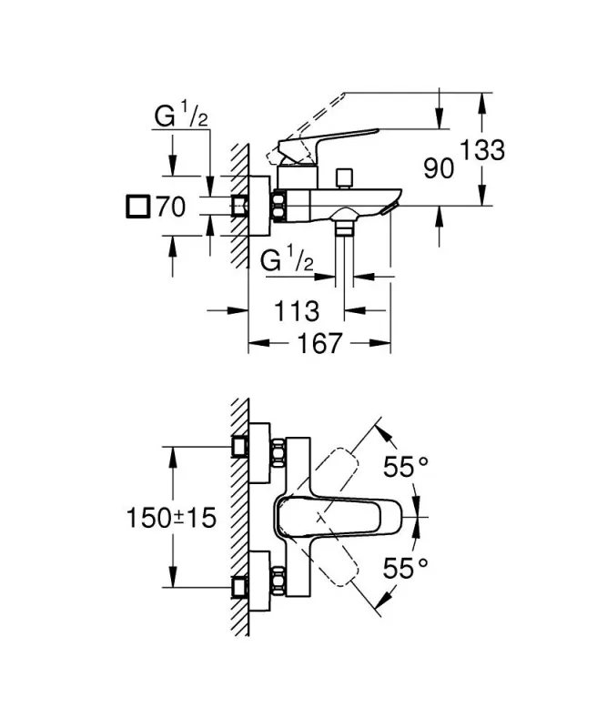 Смеситель для ванны Grohe Cubeo