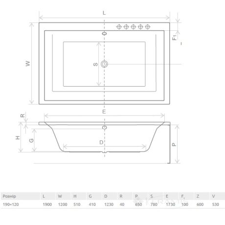 Ванна акриловая Radaway ITEA Lux 190x120 с ножками и сифоном R135L