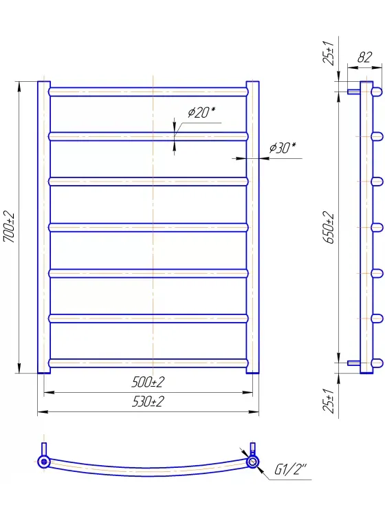 Рушникосушка КЛАСІК 700х530/500