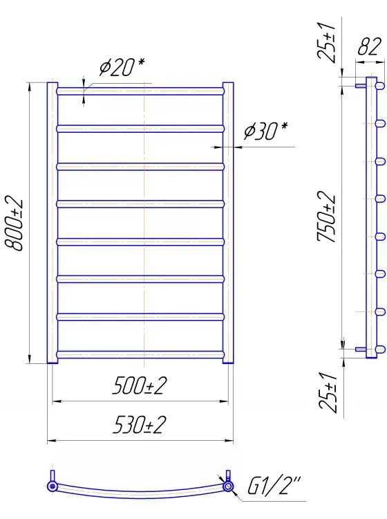 Полотенцесушитель КЛАССИК НР 800х530/500