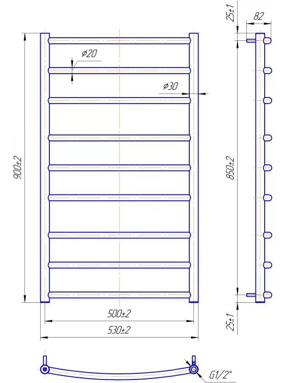 Полотенцесушитель КЛАССИК 900х530/500