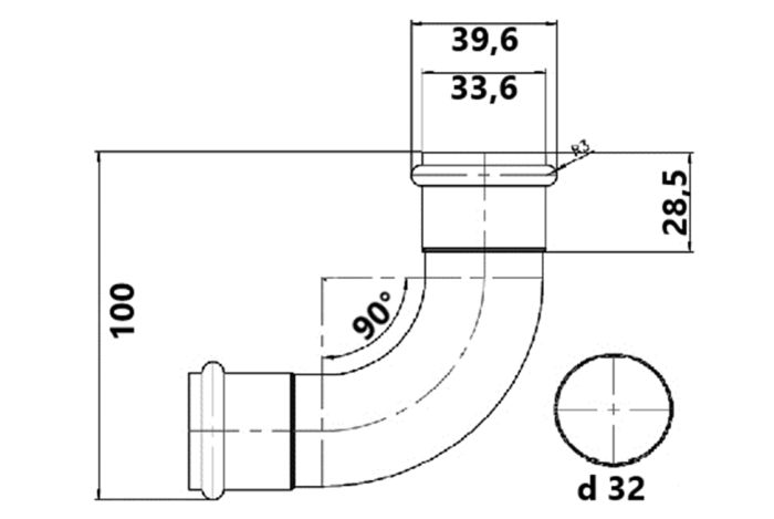 Колено McAlpine 32x32 латунь