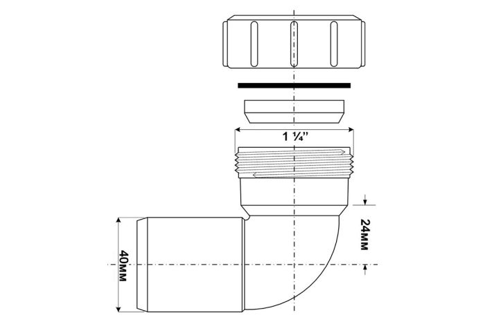Колено McAlpine 90° с гайкой d32