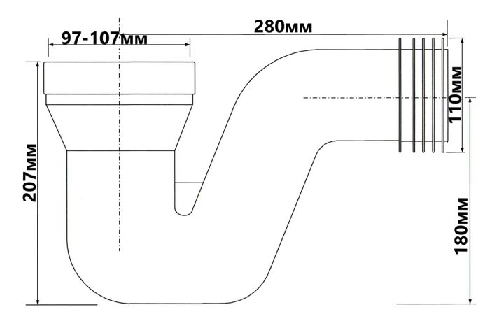 Колено McAlpine для унитаза, 120 мм х 4"