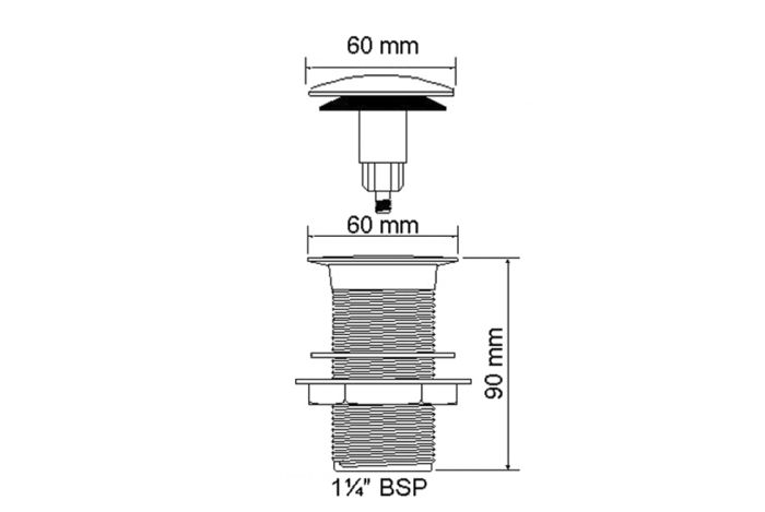 Корок-автомат McAlpine для умивальника без переливу 5/4" CWU60-CB