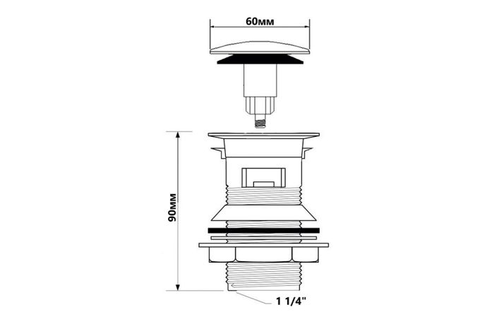Корок-автомат McAlpine для умивальника з переливом 5/4" CW60-CB
