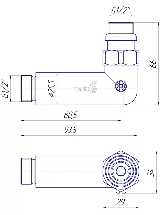 Кран МАРІО кутовий, запірній