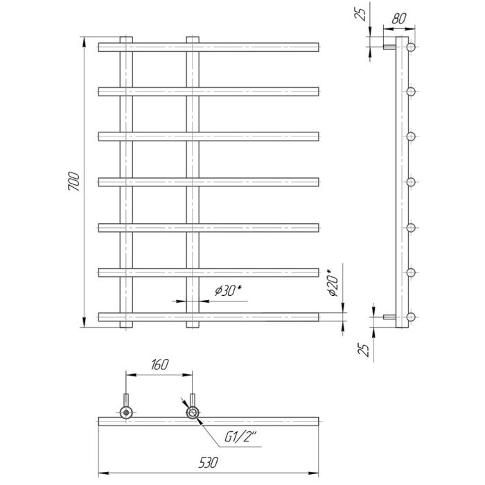 Рушникосушка МАРСЕЛЬ 700х530/160