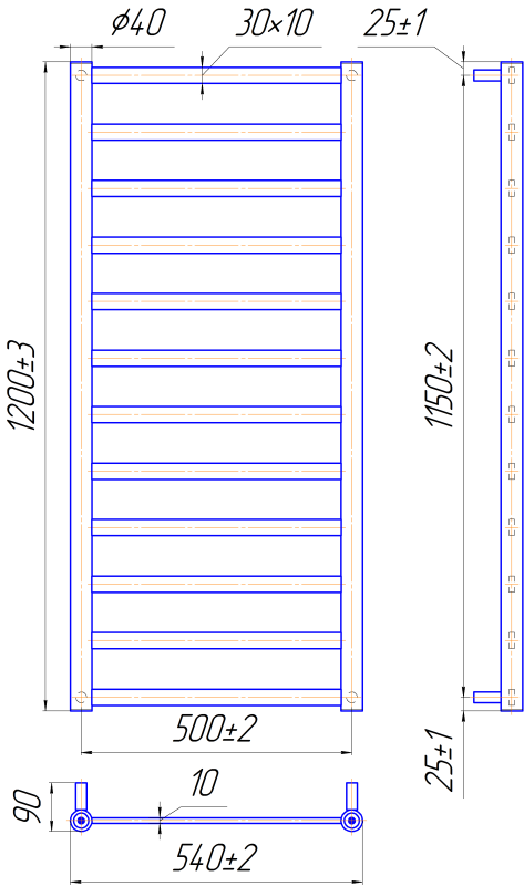 Рушникосушка МОДЕНА 1200х540/500