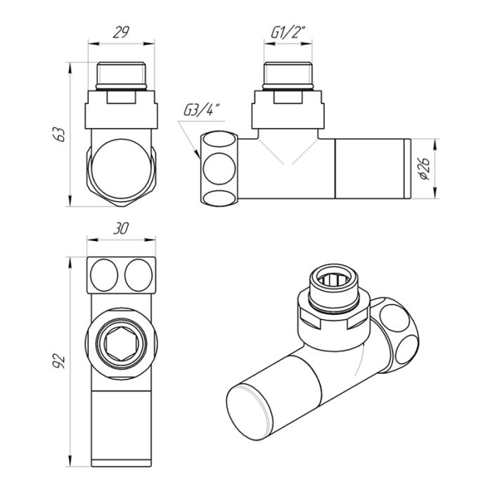 Кран 1/2"*3/4" обычный (LX-8202)