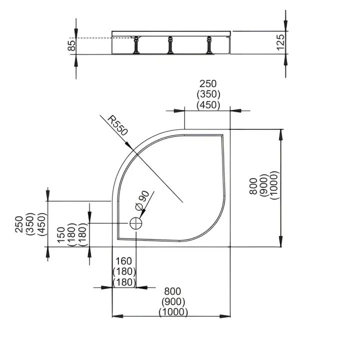 Душевой поддон Radaway Paros 100х100х12,5 белый