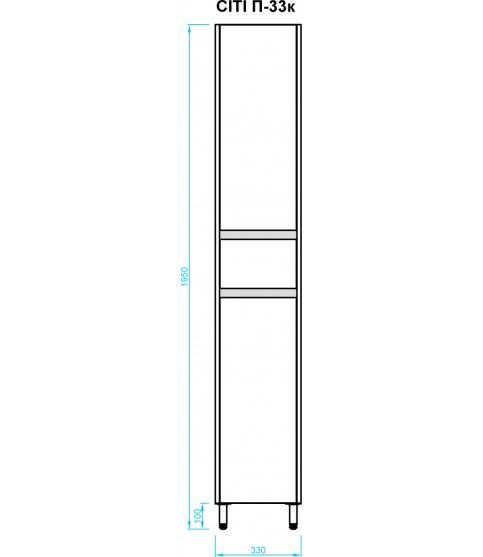 Пенал для ванної Сіті П-33К-U білий з кошиком для білизни