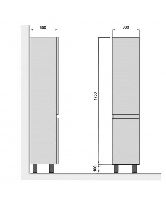 Пенал MoonShine П-38 білий глянсовий підлоговий