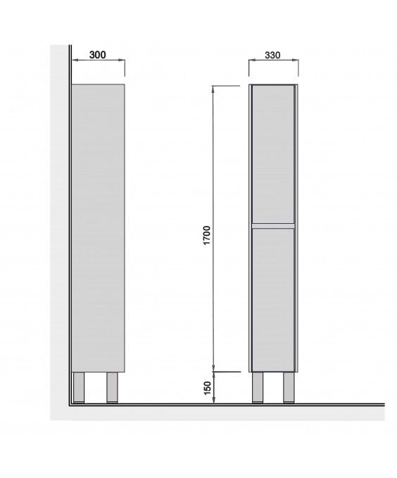 Пенал Olive П-33-U підвісний/підлоговий графіт/дуб крафт