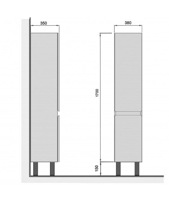 Пенал Палермо П-38-к-U бетон світлий підлоговий/підвісний