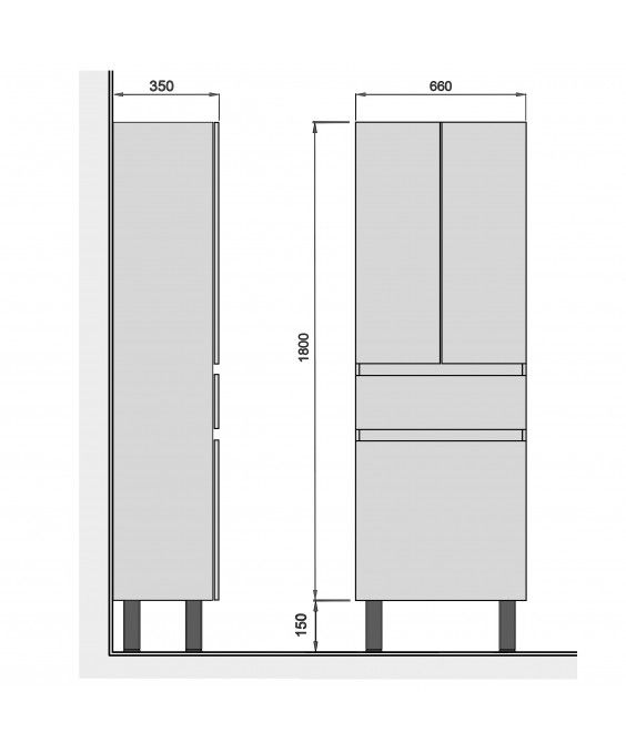 Пенал Палермо П-66-к напольный белый двойной