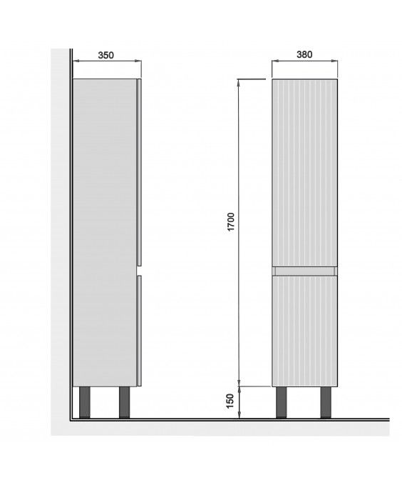 Пенал Straight П-38к-U бетон світлий підлоговий/підвісний