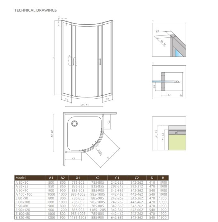 Душова кабіна Radaway Premium Plus Chrome A 80x80x190 коричневе скло
